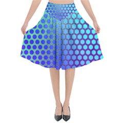 Hex Circle Points Vaporwave Three Flared Midi Skirt