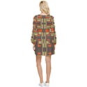 Abstract geometric design    Tiered Long Sleeve Mini Dress View2