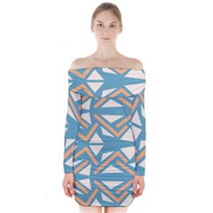 Abstract Geometric Design    Long Sleeve Off Shoulder Dress by Eskimos