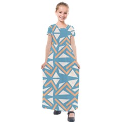 Abstract Geometric Design    Kids  Short Sleeve Maxi Dress by Eskimos