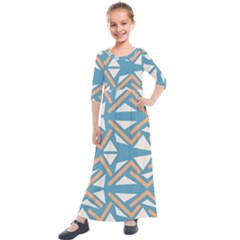 Abstract Geometric Design    Kids  Quarter Sleeve Maxi Dress by Eskimos