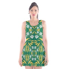 Folk Flowers Print Floral Pattern Ethnic Art Scoop Neck Skater Dress by Eskimos