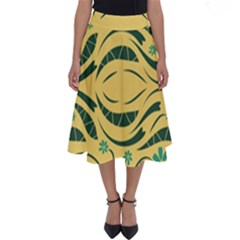 Folk Flowers Print Floral Pattern Ethnic Art Perfect Length Midi Skirt by Eskimos