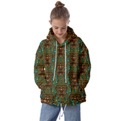 Artworks Pattern Leather Lady In Gold And Flowers Kids  Oversized Hoodie by pepitasart