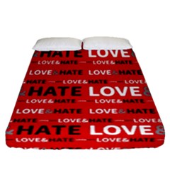 Love And Hate Typographic Design Pattern Fitted Sheet (queen Size) by dflcprintsclothing