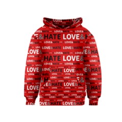 Love And Hate Typographic Design Pattern Kids  Pullover Hoodie by dflcprintsclothing