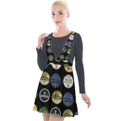 Beer Brands Logo Pattern Plunge Pinafore Velour Dress by dflcprintsclothing