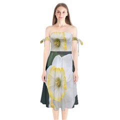 Lemon Sorbet Shoulder Tie Bardot Midi Dress by thedaffodilstore