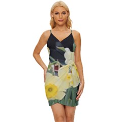 Daffodils In Bloom Wrap Tie Front Dress