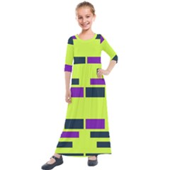 Abstract Pattern Geometric Backgrounds Kids  Quarter Sleeve Maxi Dress by Eskimos