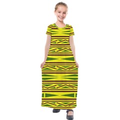 Abstract Pattern Geometric Backgrounds Kids  Short Sleeve Maxi Dress by Eskimos