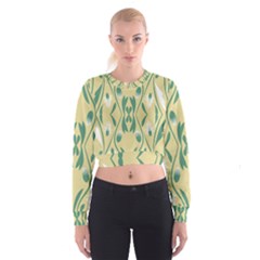 Folk Flowers Print Floral Pattern Ethnic Art Cropped Sweatshirt by Eskimos