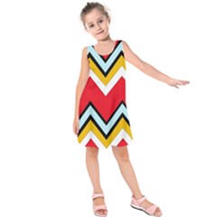 Chevron Colorful Print Kids  Sleeveless Dress by FunDressesShop