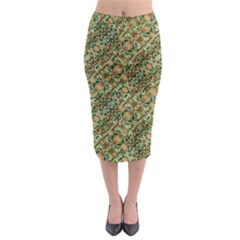 Colorful Stylized Botanic Motif Pattern Midi Pencil Skirt by dflcprintsclothing