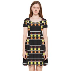 Tribal Shapes Black Inside Out Cap Sleeve Dress by FunDressesShop