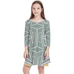 Abstract Pattern Geometric Backgrounds Kids  Quarter Sleeve Skater Dress