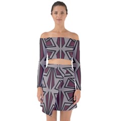 Abstract Pattern Geometric Backgrounds Off Shoulder Top With Skirt Set by Eskimos