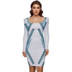 Abstract Pattern Geometric Backgrounds Women Long Sleeve Ruched Stretch Jersey Dress by Eskimos