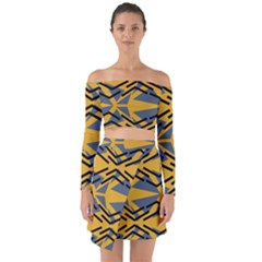 Abstract Pattern Geometric Backgrounds Off Shoulder Top With Skirt Set by Eskimos