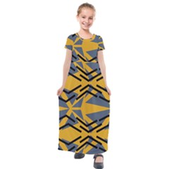 Abstract Pattern Geometric Backgrounds Kids  Short Sleeve Maxi Dress by Eskimos