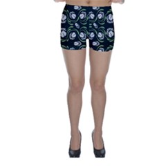 Folk Flowers Print Floral Pattern Ethnic Art Skinny Shorts by Eskimos