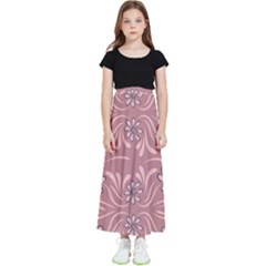 Folk Flowers Print Floral Pattern Ethnic Art Kids  Flared Maxi Skirt by Eskimos