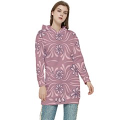 Folk Flowers Print Floral Pattern Ethnic Art Women s Long Oversized Pullover Hoodie by Eskimos