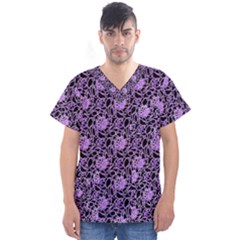 Electric Neon Abstract Print Pattern Men s V-neck Scrub Top