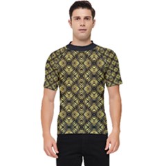 Tiled Mozaic Pattern, Gold And Black Color Symetric Design Men s Short Sleeve Rash Guard by Casemiro