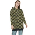 Tiled mozaic pattern, gold and black color symetric design Women s Long Oversized Pullover Hoodie View1