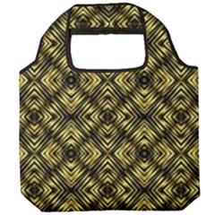 Tiled Mozaic Pattern, Gold And Black Color Symetric Design Foldable Grocery Recycle Bag by Casemiro