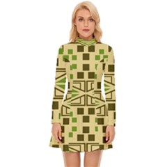 Abstract Pattern Geometric Backgrounds  Long Sleeve Velour Longline Dress by Eskimos