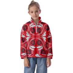 Folk Flowers Print Floral Pattern Ethnic Art Kids  Half Zip Hoodie