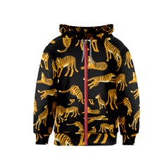 Seamless-exotic-pattern-with-tigers Kids  Zipper Hoodie