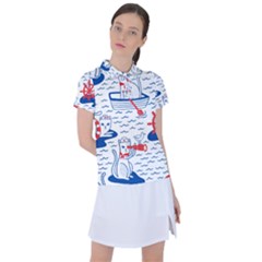 Nautical Cats Seamless Pattern Women s Polo Tee