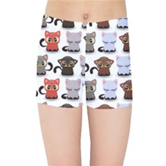 Seamless Pattern With Cute Little Kittens Various Color Kids  Sports Shorts by Jancukart