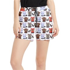 Seamless Pattern With Cute Little Kittens Various Color Women s Runner Shorts by Jancukart