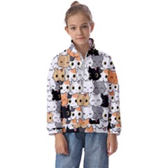 Cute-cat-kitten-cartoon-doodle-seamless-pattern Kids  Half Zip Hoodie