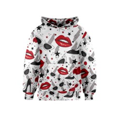 Red Lips Black Heels Pattern Kids  Pullover Hoodie