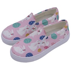 Cute Bunnies Easter Eggs Seamless Pattern Kids  Canvas Slip Ons by Jancukart