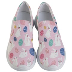 Cute Bunnies Easter Eggs Seamless Pattern Women s Lightweight Slip Ons by Jancukart