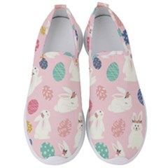 Cute Bunnies Easter Eggs Seamless Pattern Men s Slip On Sneakers by Jancukart