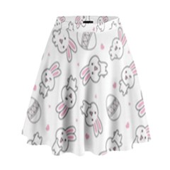 Cute Pattern With Easter Bunny Egg High Waist Skirt