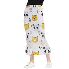 Seamless Pattern Cute Animals Maxi Fishtail Chiffon Skirt