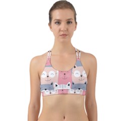 Cute Seamless Pattern With Cats Back Web Sports Bra