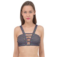 Seamless Prismatic Geometric Pattern With Background Cage Up Bikini Top