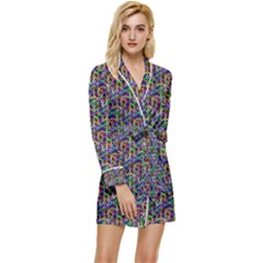 Seamless Prismatic Geometric Pattern With Background Long Sleeve Satin Robe