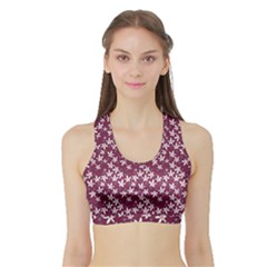 Small Flowers Pattern Sports Bra With Border