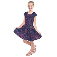 Seamless Space Pattern Kids  Short Sleeve Dress by Jancukart