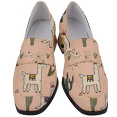 Llamas+pattern Women s Chunky Heel Loafers by Jancukart